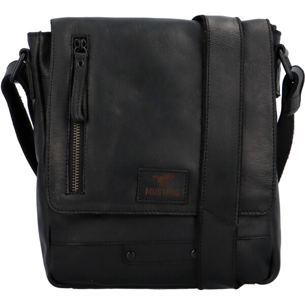 Pánska kožená crossbody taška čierna - Mustang Sannio čierna 56864280