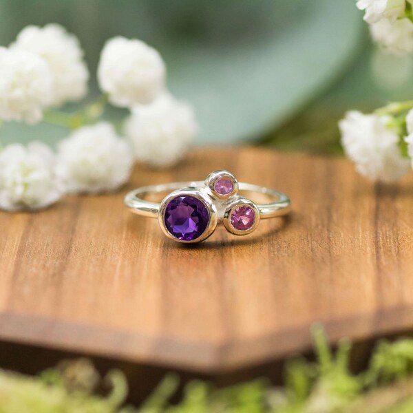 SPIRIT OF ISLAND Strieborný prsteň s ametystom a spinelom Pink lagoon 33516846