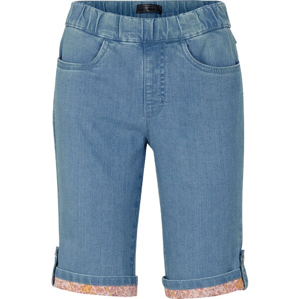 bonprix Džínsové bermudy s farebnou manžetou, farba modrá 44817581