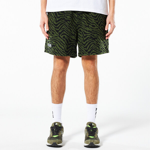 Pleasures Breaker Fuzzy Stripe Shorts Green - Pánske - Kraťasy 66356244