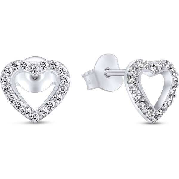 Brilio Silver Očarujúce strieborné náušnice Srdcia so zirkónmi EA355W 66594355