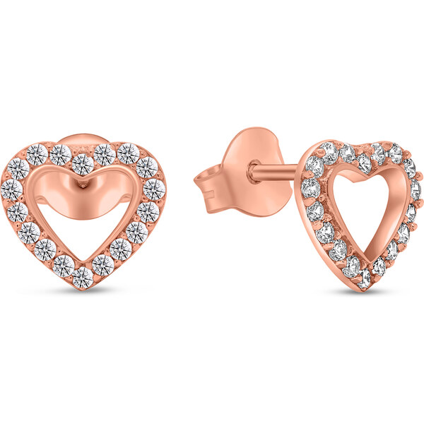 Brilio Silver Očarujúce bronzové náušnice Srdiečka so zirkónmi EA355R 66587987
