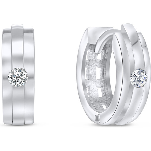 Brilio Silver Žiarivé kruhové strieborné náušnice so zirkónmi EA501W 66586667