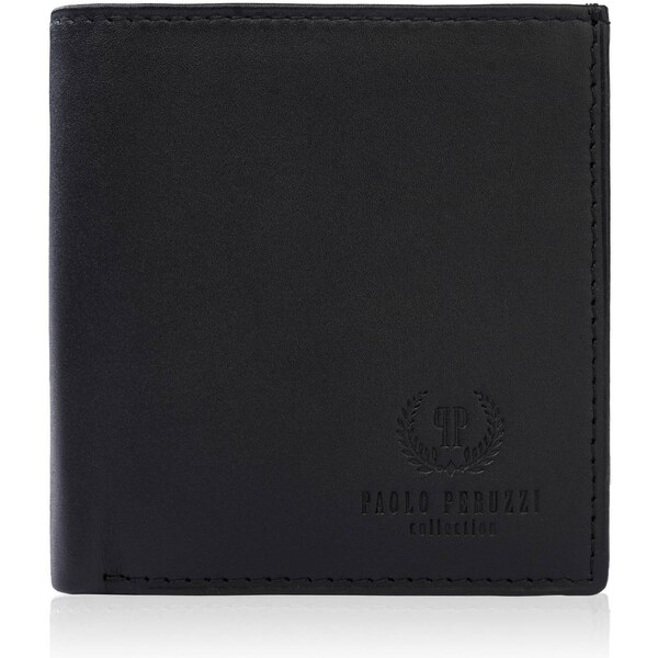 PAOLO PERUZZI Malá pánska kožená peňaženka | čierna MR-09-BL 43810789
