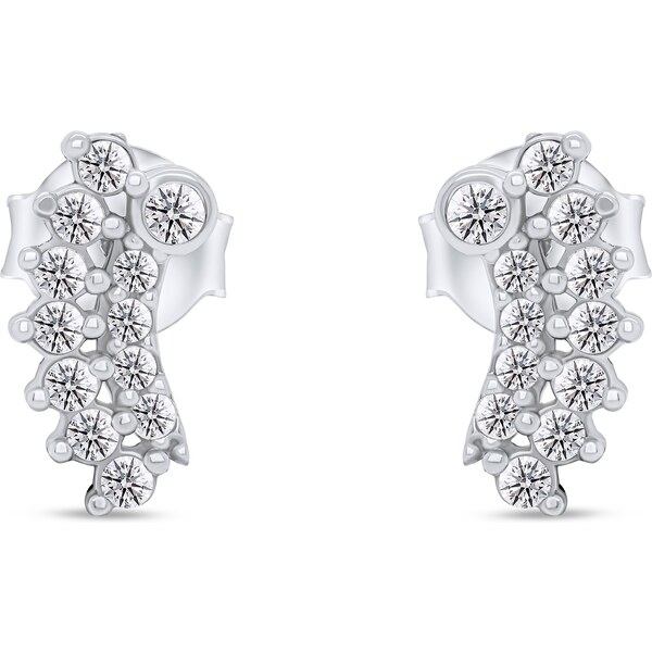 Brilio Silver Pozdĺžne strieborné náušnice so zirkónmi EA358W 66580141