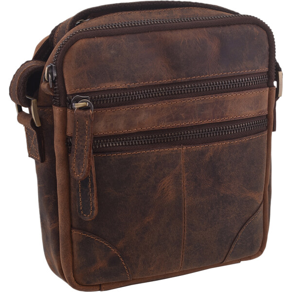 Mercucio Pánske kožené crossbody tmavohnedý hunter 250849 64524508