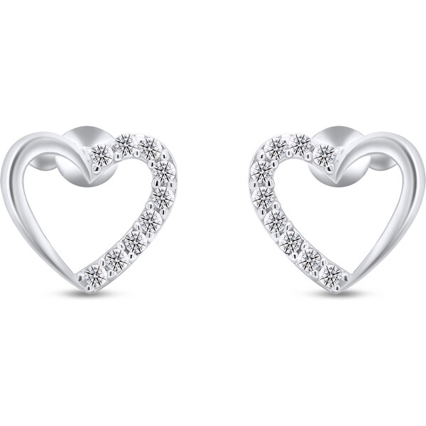 Brilio Silver Romantické strieborné náušnice trblietavé srdiečka 66581326