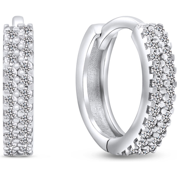 Brilio Silver Blyštivé strieborné kruhové náušnice so zirkónmi EA502W 66593808