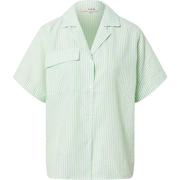 A-VIEW Blúzka Mili pastelovo zelená / šedobiela 63142261