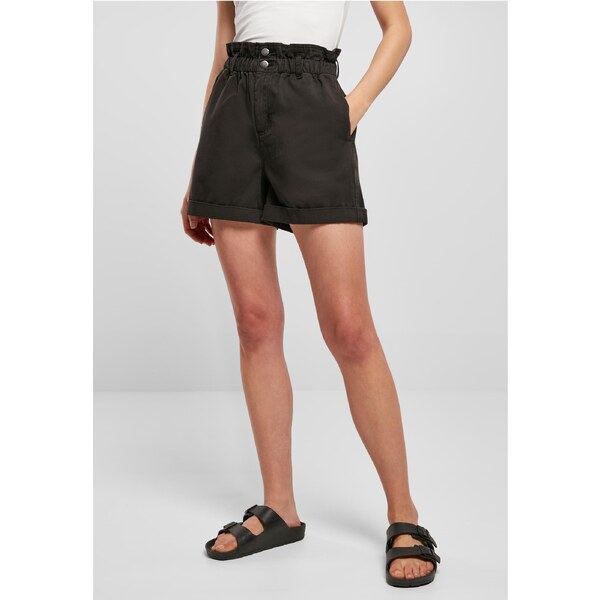 Urban Classics Womens Paperbag Shorts - Black 50687388