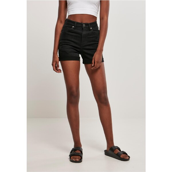 Urban Classics Womens Organic Stretch Denim 5 Pocket Shorts, Black 50657969