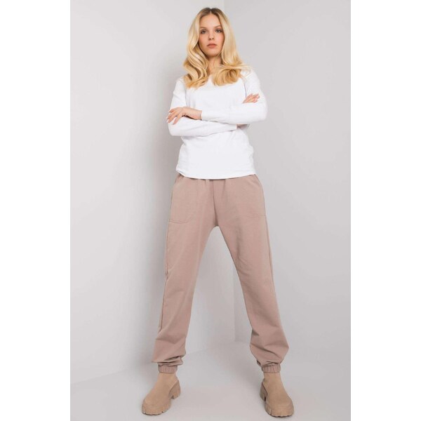 MladaModa Dvojfarebná súprava teplákov a blúzky Atalaya biela+béžová 33898379