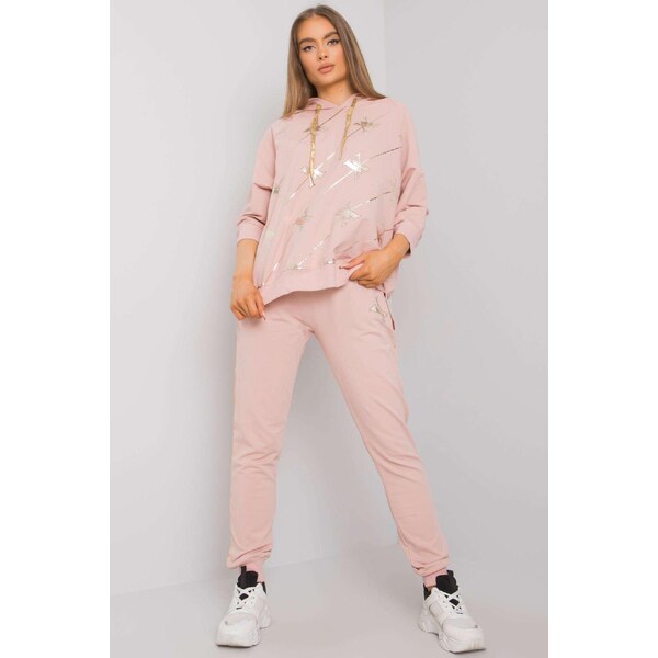 MladaModa Tepláková súprava Cliffton s lesklou potlačou pudrovo ružová 33898448