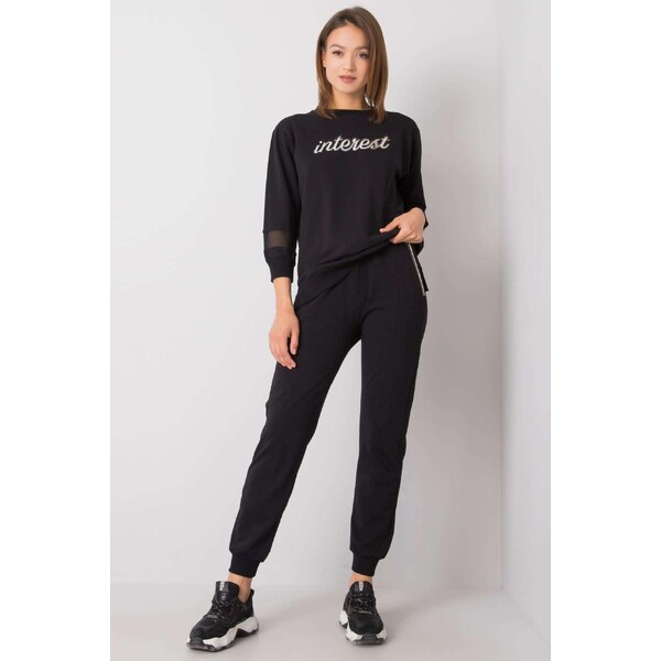 MladaModa Tepláková súprava Elayna s nápisom Interest čierna 33898486