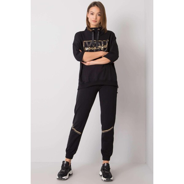 MladaModa Tepláková súprava Giverny s nápisom Wonderful čierna 33898493