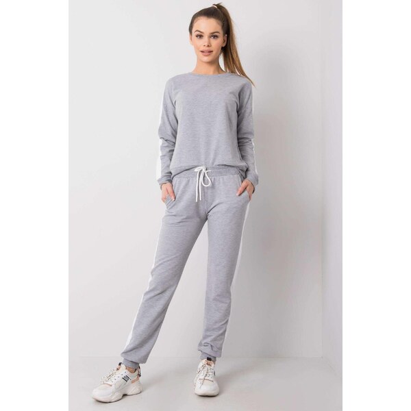 MladaModa Tepláková súprava Aveline s pruhmi šedá 33898504