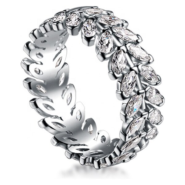 Royal Fashion strieborný rhodiovaný prsteň Trblietavé lístky 41335519