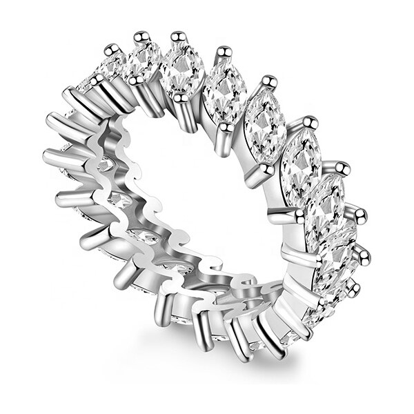 Royal Fashion strieborný rhodiovaný prsteň Trblietavé lístky 41336154