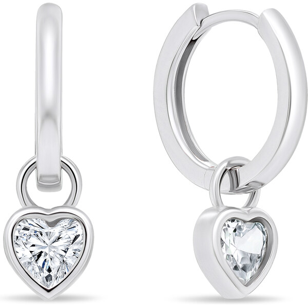 Brilio Silver Strieborné náušnice krúžky so srdiečkami 2v1 EA528W 66586956