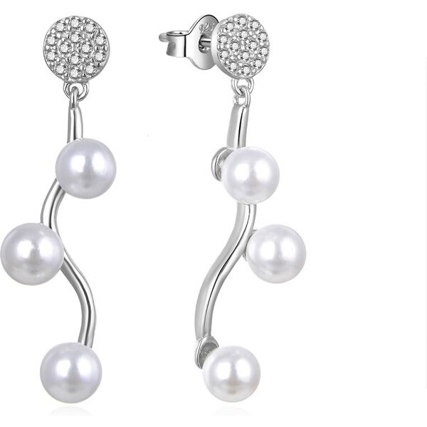 MOISS Elegantné strieborné náušnice so zirkónmi a syntetickými perlami 66581530