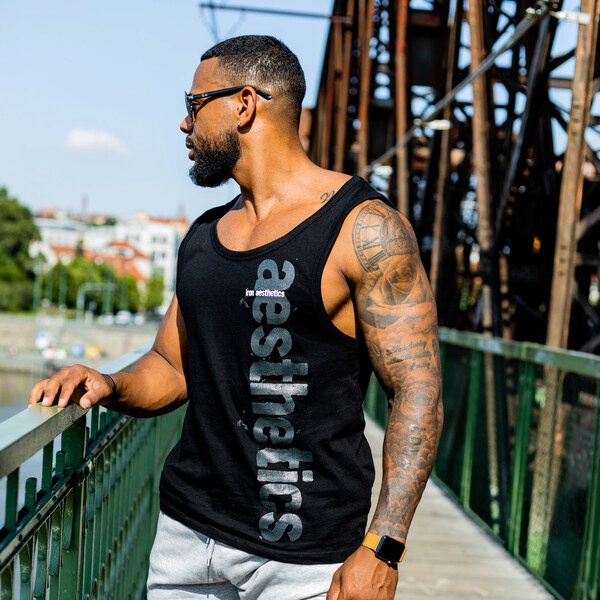 Pánske fitness tielko Iron Aesthetics Cross, čierne 34921706