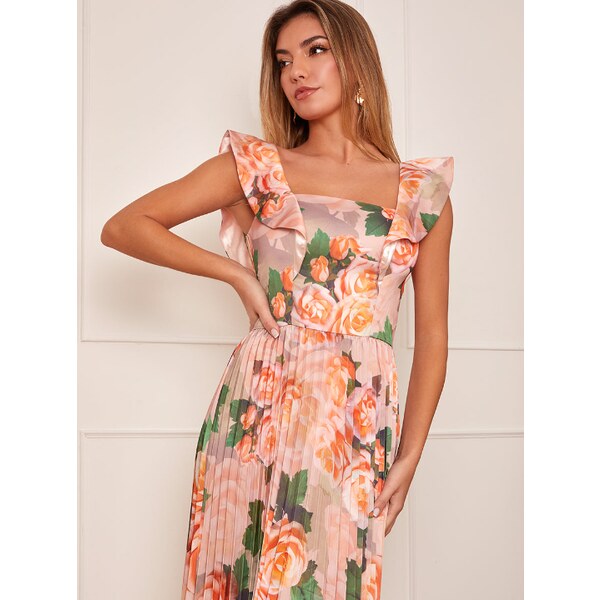 Chi Chi London Kvetinové midi šaty pink 34026175