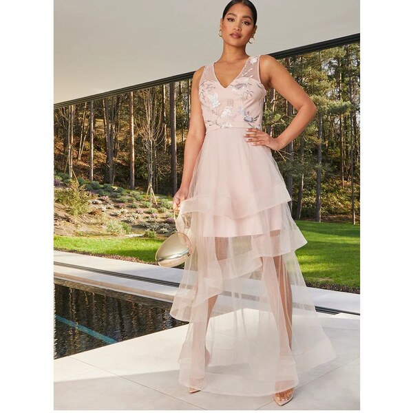 Chi Chi London ružové spoločenské šaty Chloe 34026176