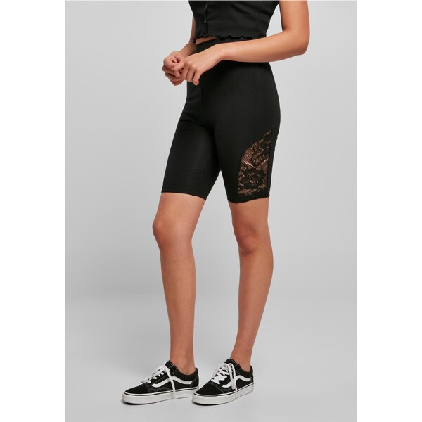 Urban Classics Womens High Waist Cycling Shorts with Lace Insert Black 50606005