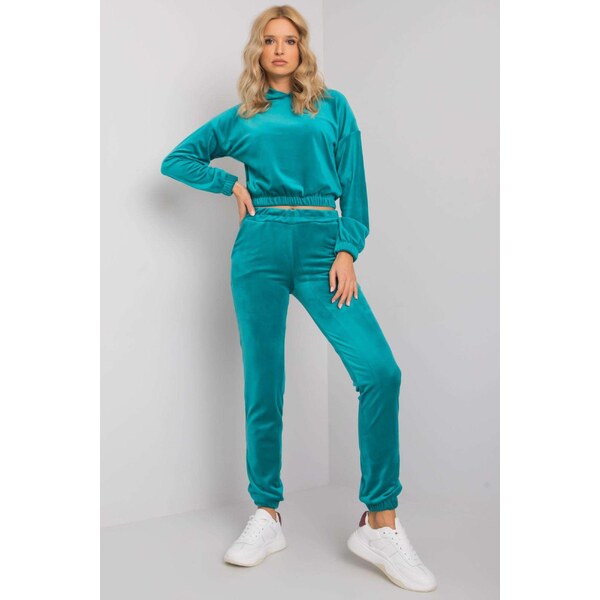 MladaModa Crop-topová velúrová tepláková súprava Milan tyrkysová 34086524