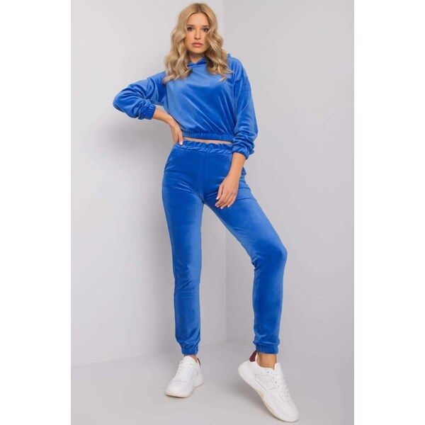 MladaModa Crop-topová velúrová tepláková súprava Milan kráľovská modrá 34086525