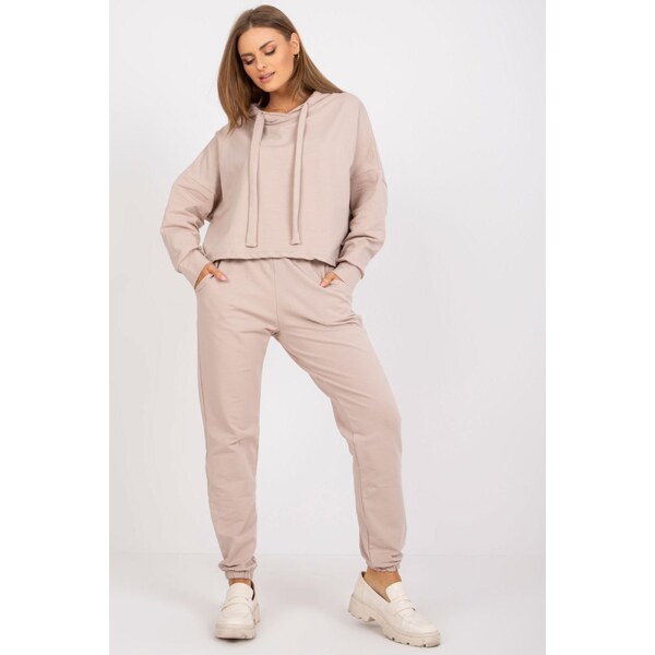 MladaModa Tepláková súprava s vysokým sedom model 82682 svetlá béžová 34086550