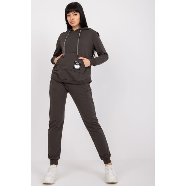 MladaModa Tepláková súprava Mariami s klokankou farba khaki 34086565