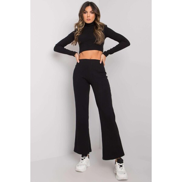 MladaModa Súprava crop-topu a zvonových nohavíc Juberri čierna 34086637