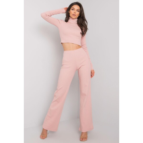 MladaModa Súprava crop-topu a zvonových nohavíc Juberri pudrovo ružová 34086639