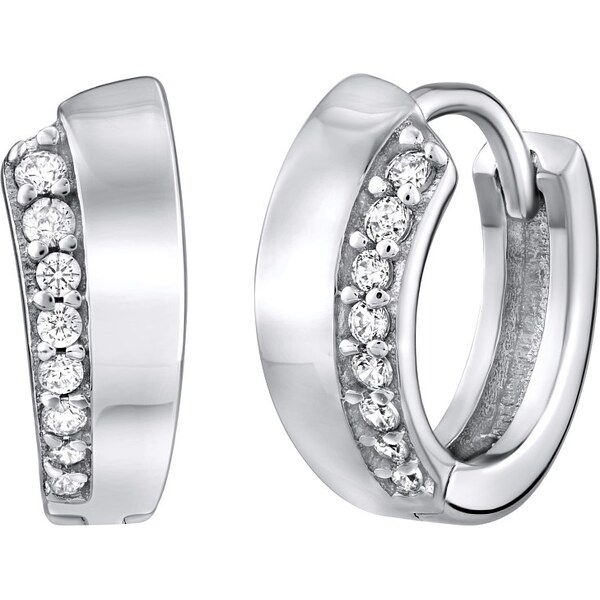 Ligot Strieborné náušnice kruhy AVALON so zirkónmi QRE471S 46720104