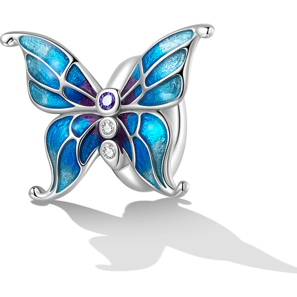 Royal Fashion strieborný prívesok Krásny glazúrovaný motýľ 55391066