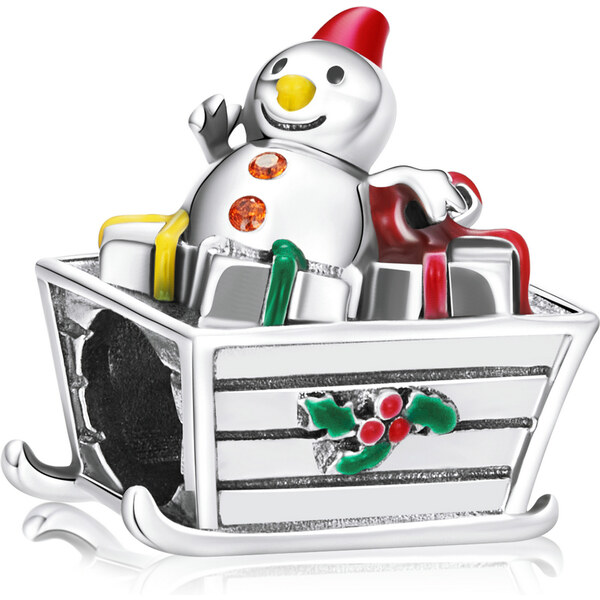 Royal Fashion strieborný prívesok Snehuliak a sánky 54676380