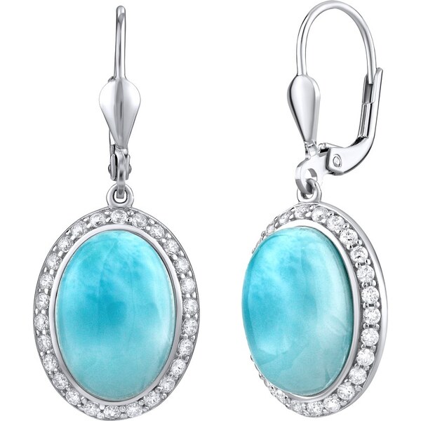 Ligot Strieborné visacie náušnice s prírodným kameňom Larimar 61156396