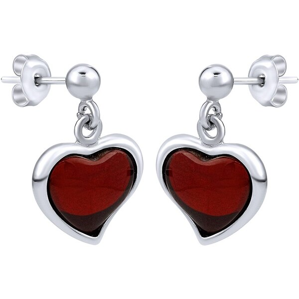 Ligot Strieborné jantárové náušnice Srdce s puzetou AAJ360EA1 46719940