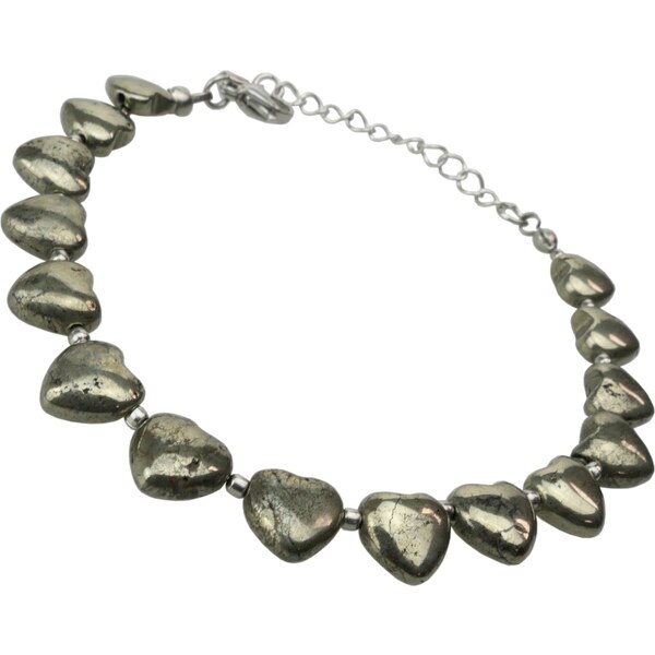 Alexis Marten Dámsky náramok z polodrahokamu Pyrit v tvare srdiečok 66888790