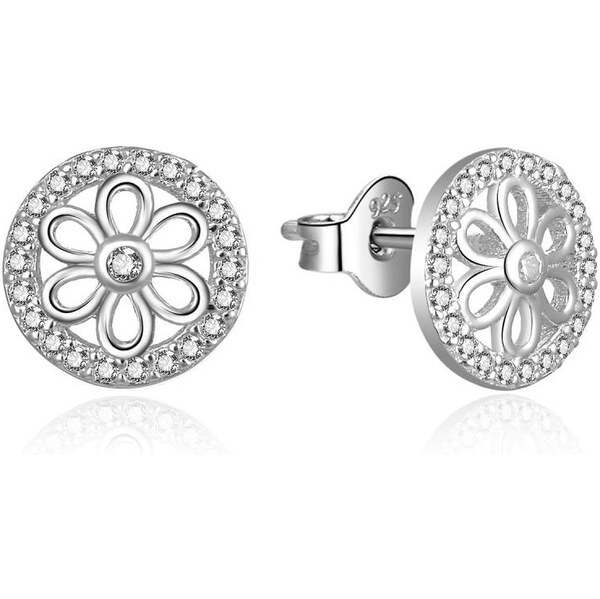 MOISS Trblietavé strieborné náušnice so zirkónmi Kytičky E0003008 66594764