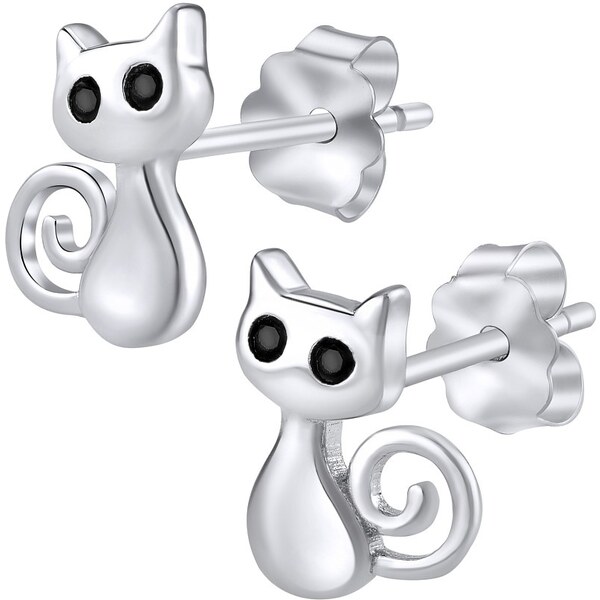 Ligot Strieborné náušnice mačičky na puzety JJJ0885 46719935