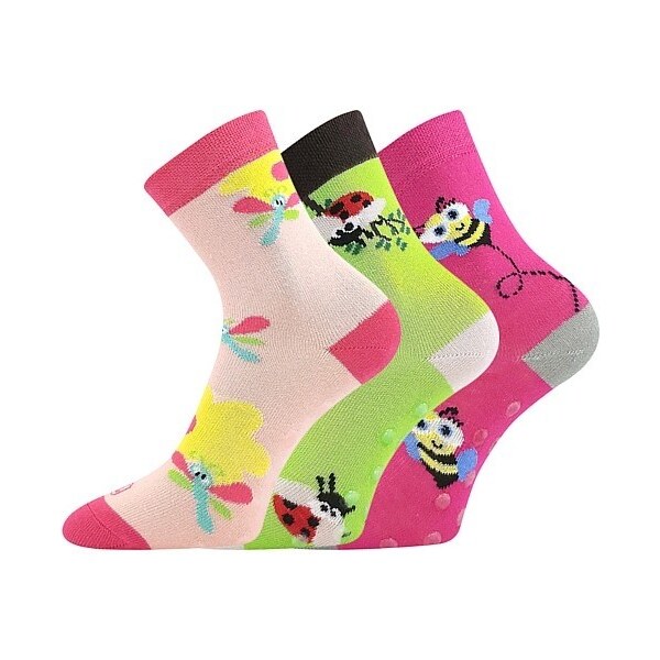 WOODIK ABS detské veselé protišmykové ponožky Lonka Holka 35-38 3 páry 34766144
