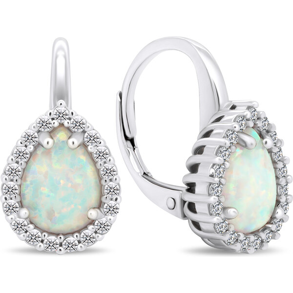 Brilio Silver Úžasné strieborné náušnice so zirkónmi a opálmi EA392W 66585111
