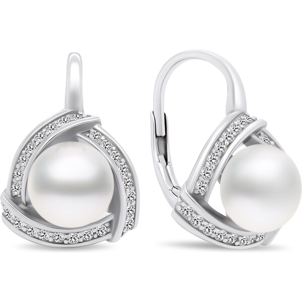 Brilio Silver Luxusné perlové náušnice zo striebra EA393W 66580455