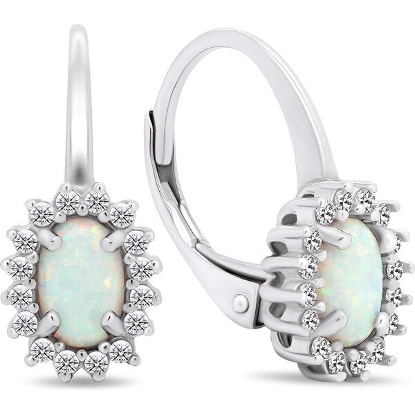 Brilio Silver Nadčasové strieborné náušnice so zirkónmi a opálmi 66600286