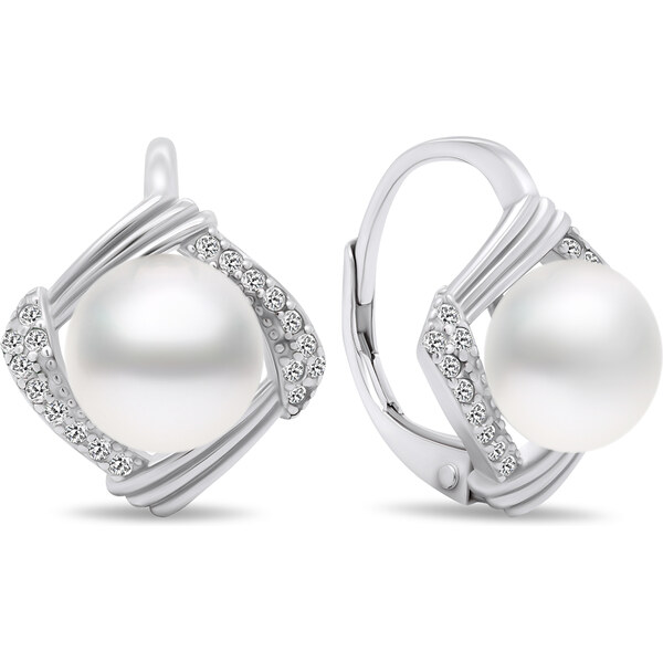 Brilio Silver Pôvabné strieborné náušnice s perlami EA433W 66594886