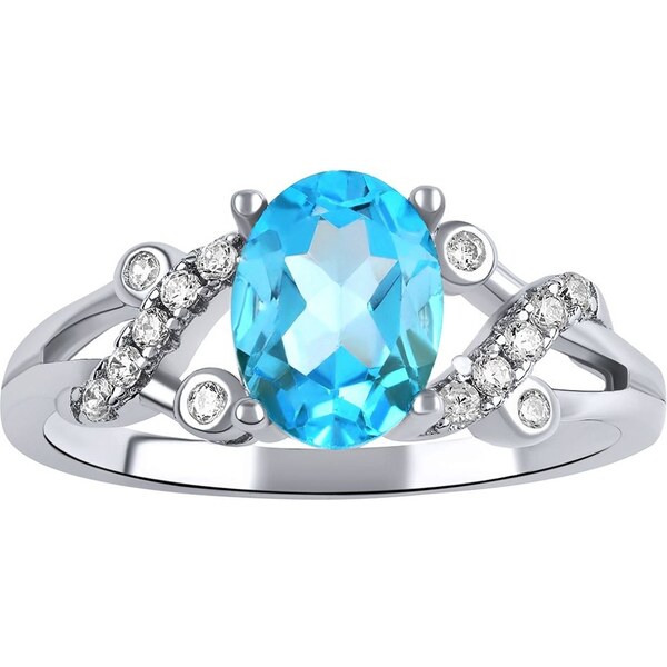 Ligot Strieborný decentný prsteň s modrým topásom 60491134