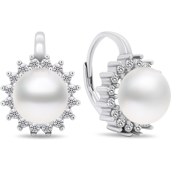 Brilio Silver Úchvatné strieborné náušnice s perlami a zirkónmi EA418W 66597131