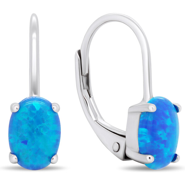 Brilio Silver Elegantné strieborné náušnice so syntetickými opálmi 66591115